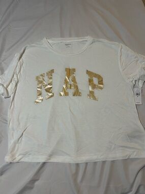 Gap Body Night Tshirt Loungewear NWT M  Soft Sleep Shirt “Nap” Ivory Gold
